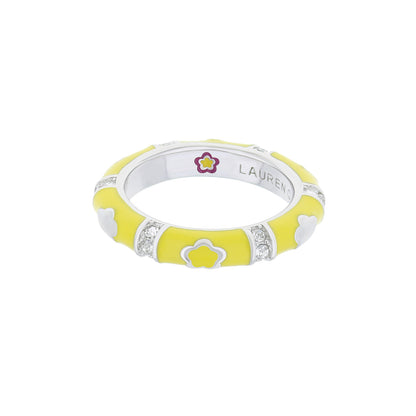 Daisy Love Stackable Ring Slim Outline yellow enamel with white daisies Lauren G Adams on Tampa Home & Garden Store