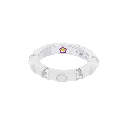 Daisy Love Stackable Ring - Slim Outline white enamel with daisy accents by Lauren G Adams on Tampa Home & Garden Store