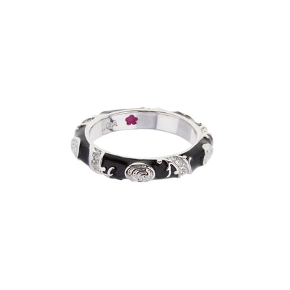 Stackable Fiesta Ring With Purple Enamel and Gold