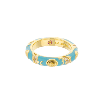 Stackable Fiesta Ring With Purple Enamel and Gold