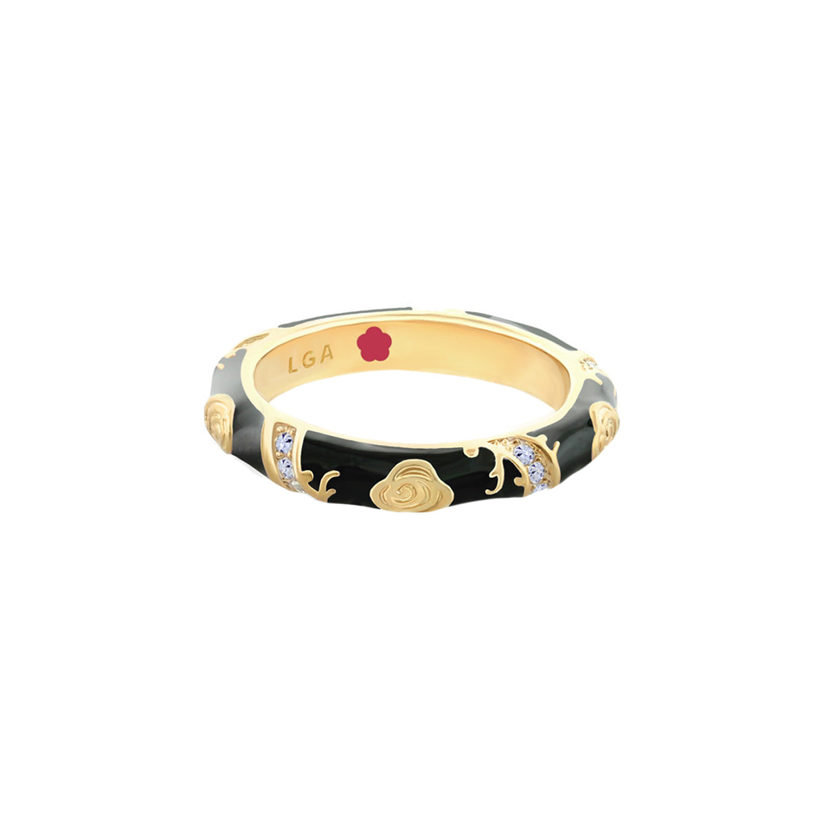 Stackable Fiesta Ring With Purple Enamel and Gold