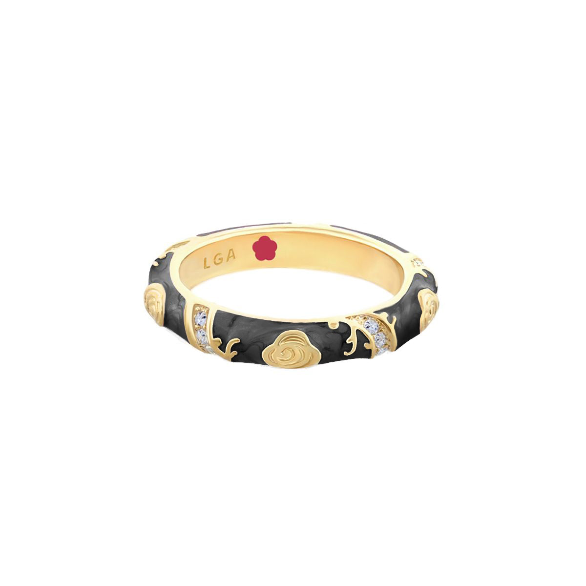 Stackable Fiesta Ring With Purple Enamel and Gold
