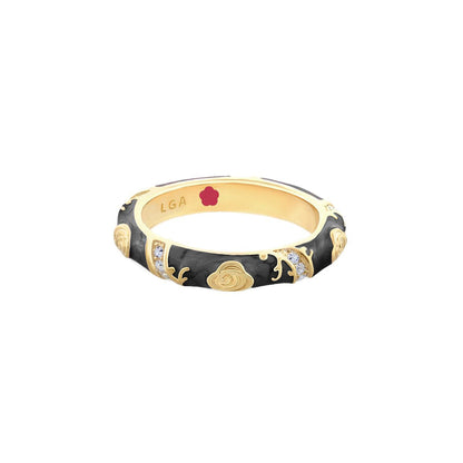 Stackable Fiesta Ring With Purple Enamel and Gold