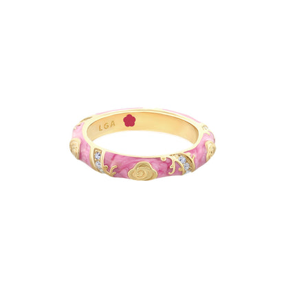 Stackable Fiesta Ring With Purple Enamel and Gold