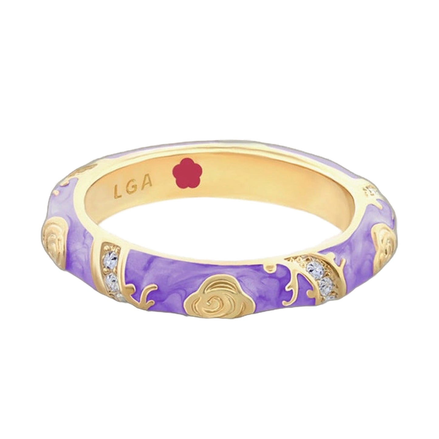 Stackable Fiesta Ring With Purple Enamel and Gold