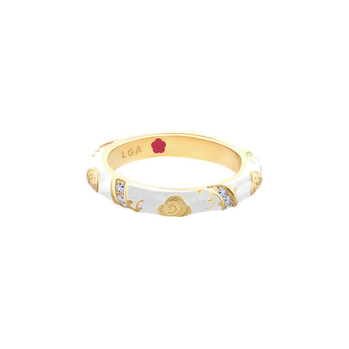 Stackable Fiesta Ring With Purple Enamel and Gold