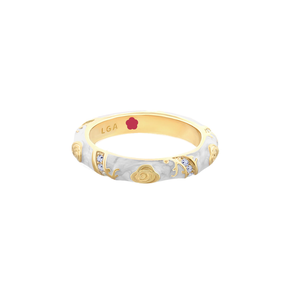 Stackable Fiesta Ring With Purple Enamel and Gold