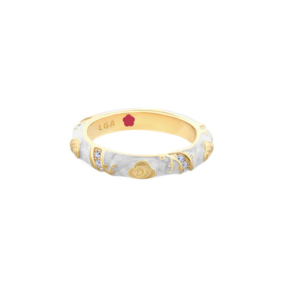 Stackable Fiesta Ring With Purple Enamel and Gold