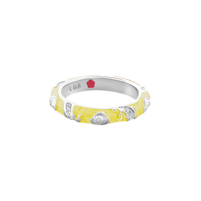 Stackable Fiesta Ring With Purple Enamel and Gold