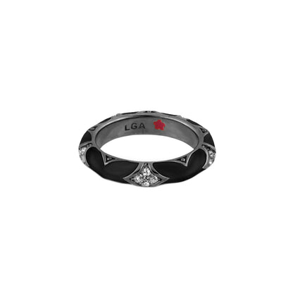 Stackable Fiesta Ring - Pavé Star Dome, black enamel with diamond pavé, Lauren G Adams (LGA) on Tampa Home & Garden Store
