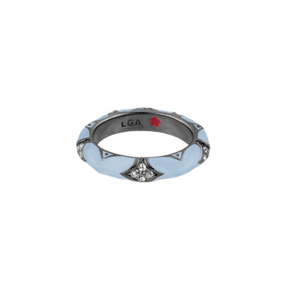 Stackable Fiesta Ring — Pavé Star Dome by Lauren G Adams, blue enamel with diamond on silver band on Tampa Home & Garden Store