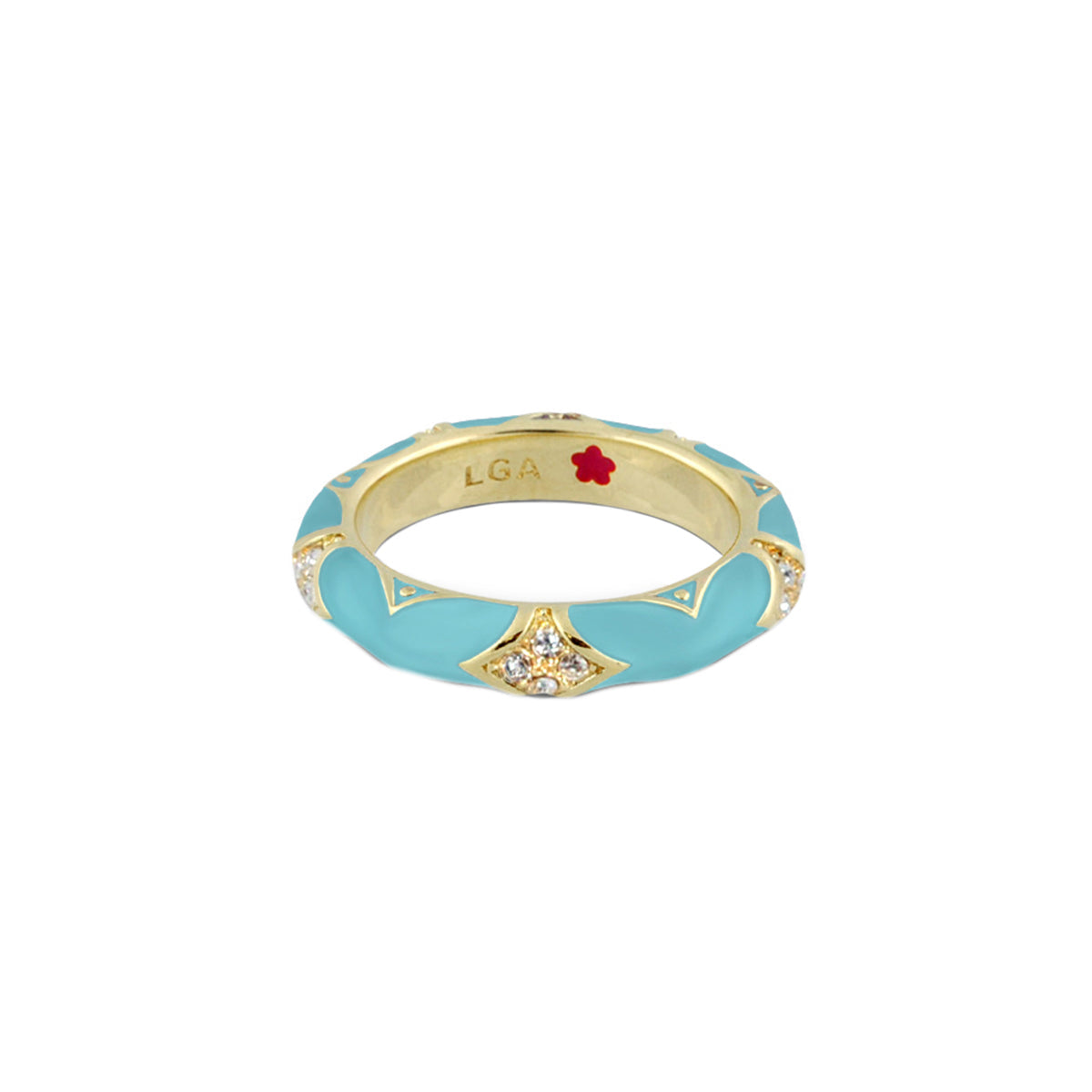 Stackable Fiesta Ring by Lauren G Adams — Pavé Star Dome turquoise enamel with gold band on Tampa Home & Garden Store