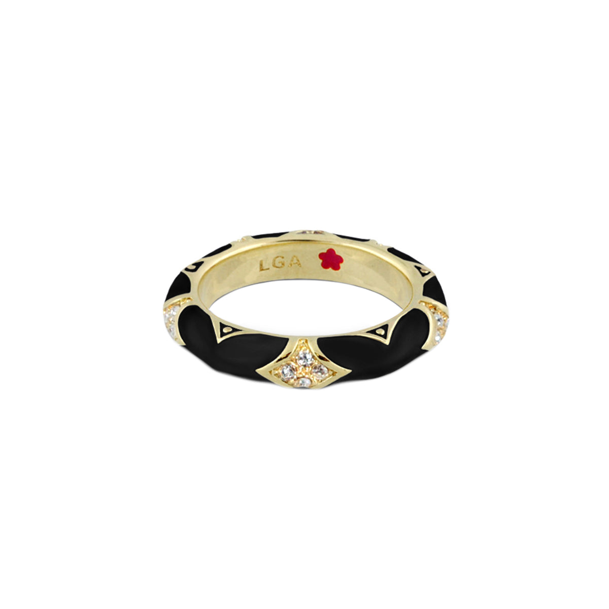 Stackable Fiesta Ring - Pavé Star Dome, black enamel with pavé diamonds by Lauren G Adams on Tampa Home & Garden Store