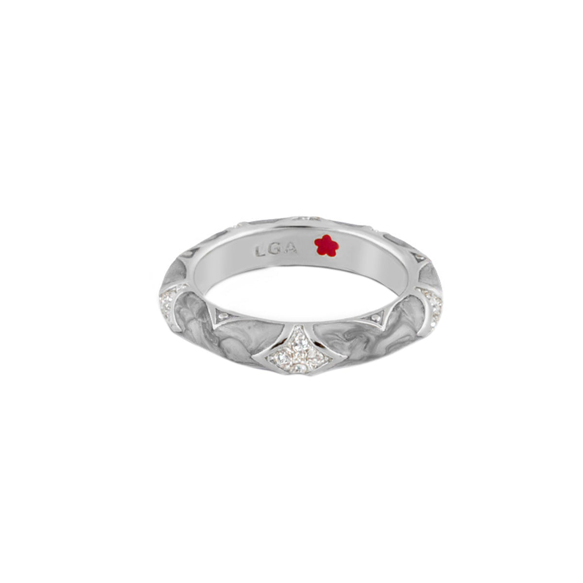 Stackable Fiesta Ring – Pavé Star Dome, silver-tone band with marbled pattern by Lauren G Adams on Tampa Home & Garden Store