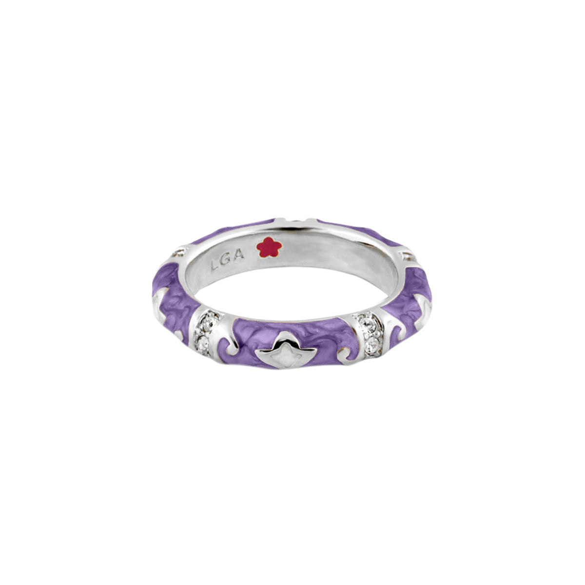 Stackable Fiesta Ring Swirl & Petal Inlay purple enamel diamonds Lauren G Adams on Tampa Home & Garden Store