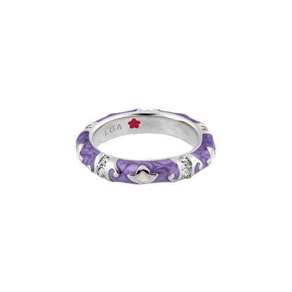 Stackable Fiesta Ring Swirl & Petal Inlay purple enamel diamonds Lauren G Adams on Tampa Home & Garden Store