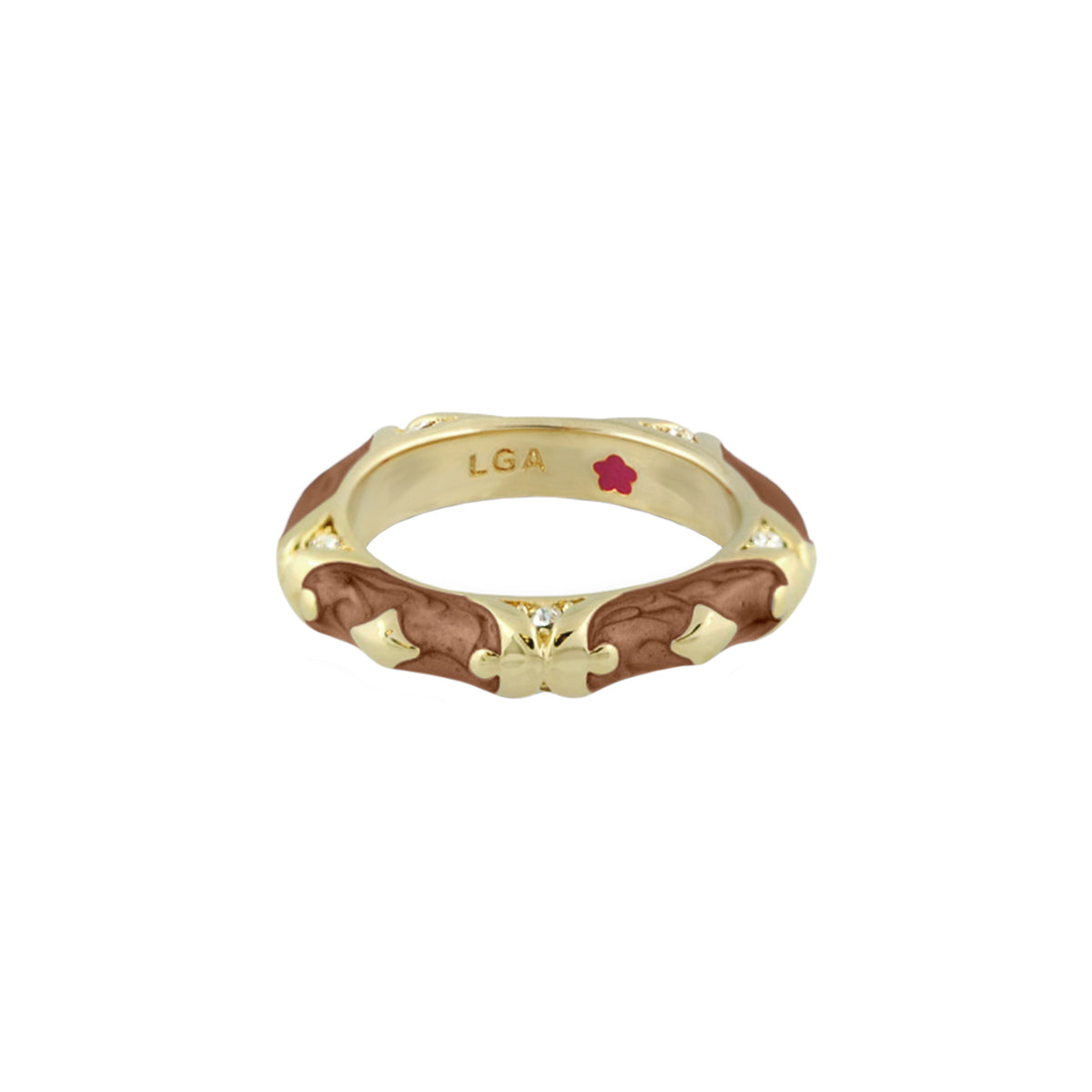 Stackable Fiesta Ring Tone-on-Tone, gold band with enamel scrollwork by Lauren G Adams on Tampa Home & Garden Store