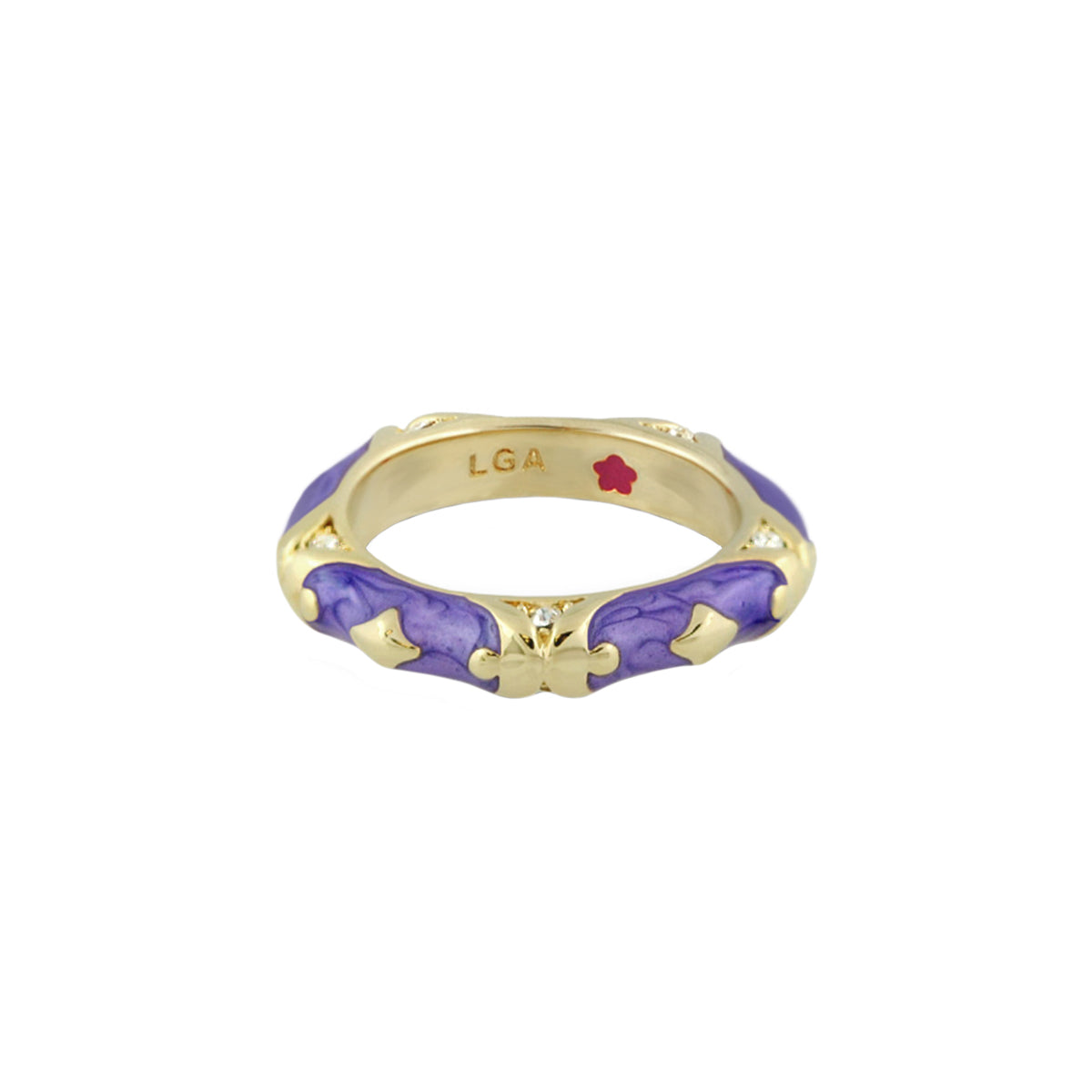 Stackable Fiesta Ring by Lauren G Adams in purple enamel with gold-tone scrolls on Tampa Home & Garden Store