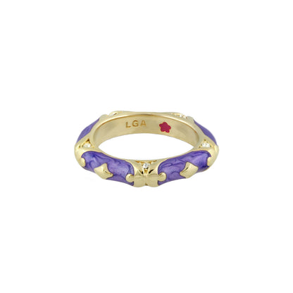 Stackable Fiesta Ring by Lauren G Adams in purple enamel with gold-tone scrolls on Tampa Home & Garden Store