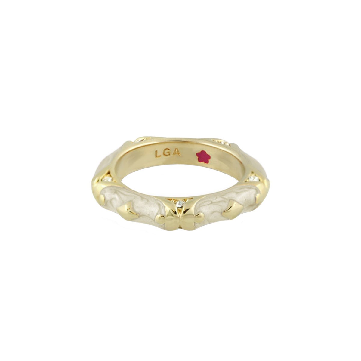 Stackable Fiesta Ring - Tone on Tone Scroll by Lauren G Adams, gold and silver-tone band on Tampa Home & Garden Store