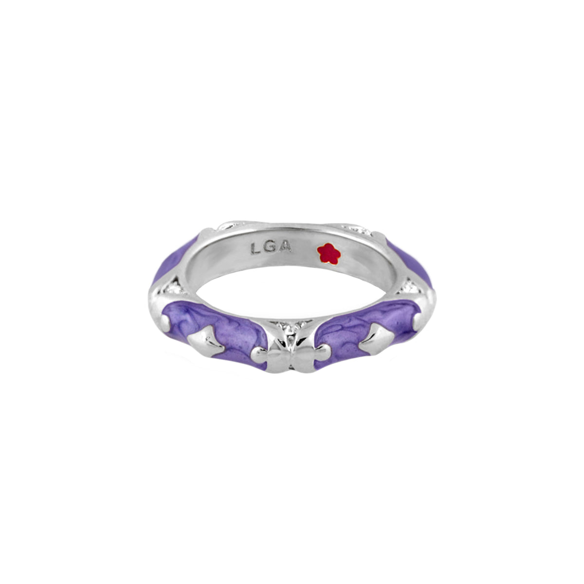 Stackable Fiesta Ring - Tone on Tone Scroll, purple enamel with silver accents by Lauren G Adams on Tampa Home & Garden Store