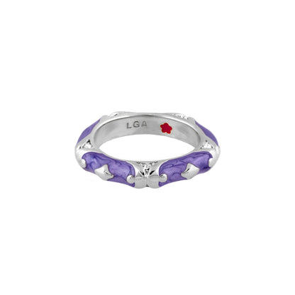 Stackable Fiesta Ring - Tone on Tone Scroll, purple enamel with silver accents by Lauren G Adams on Tampa Home & Garden Store