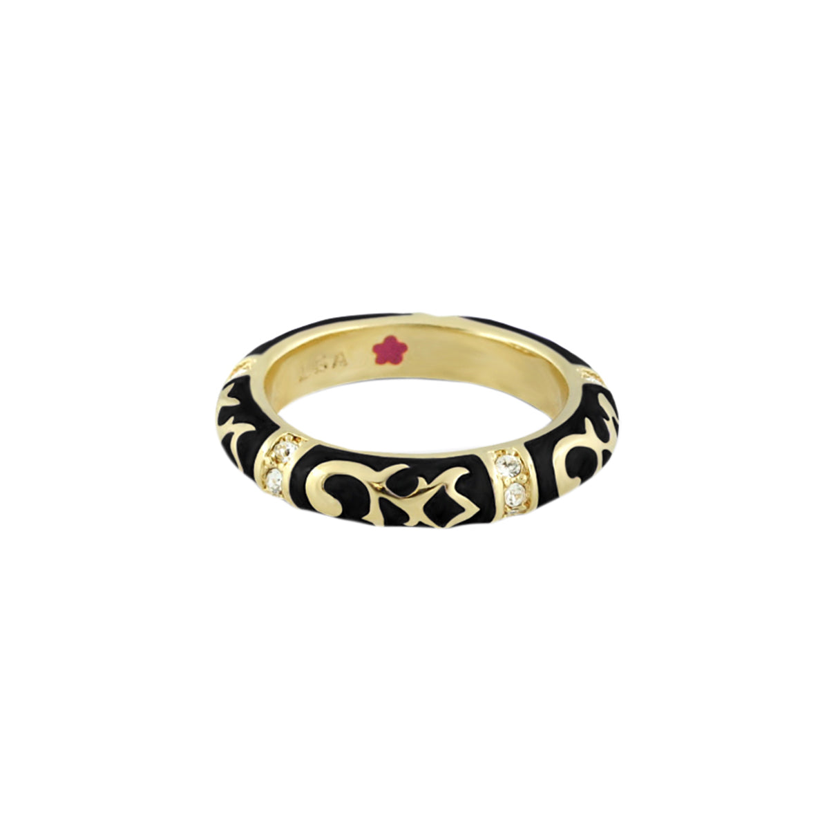 Stackable Fiesta Ring - Scroll & Star by Lauren G Adams, gold-tone with black enamel on Tampa Home & Garden Store