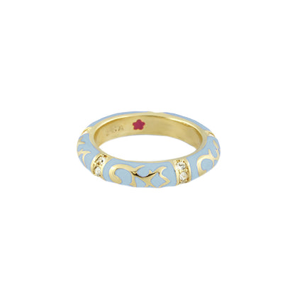 Stackable Fiesta Ring - Scroll & Star, blue enamel with gold scrollwork, Lauren G Adams on Tampa Home & Garden Store