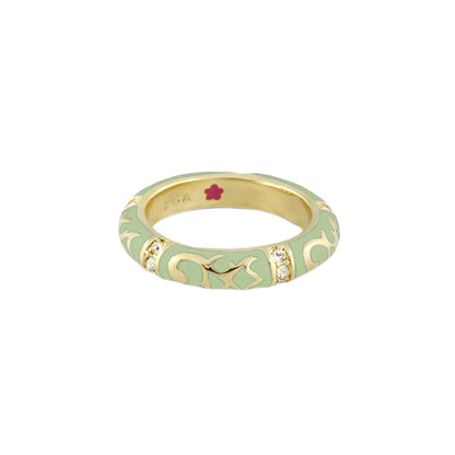 Stackable Fiesta Ring Scroll & Star in green enamel with gold scrollwork and crystal on Tampa Home & Garden Store