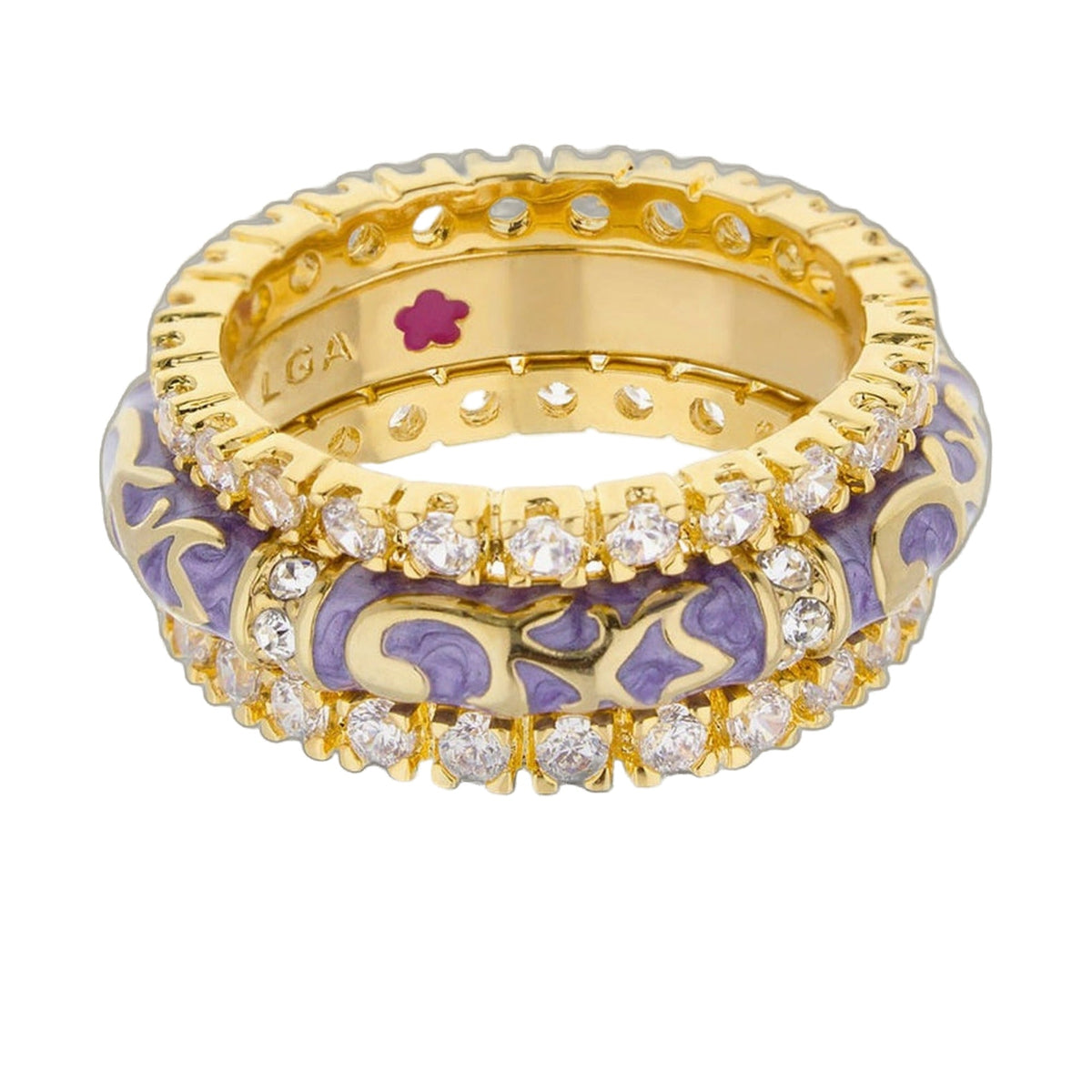 Stackable Fiesta Ring Set by Lauren G Adams, gold-tone rings with crystal accents on Tampa Home & Garden Store