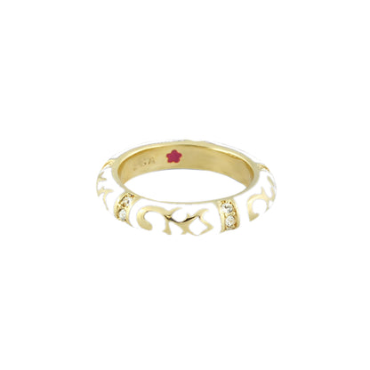 Stackable Fiesta Ring Scroll & Star by Lauren G Adams, gold-tone band with white enamel on Tampa Home & Garden Store