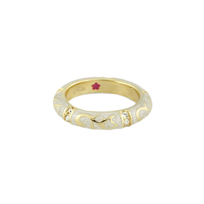 Stackable Fiesta Ring — Scroll & Star, two-tone gold and silver band with diamond accents on Tampa Home & Garden Store