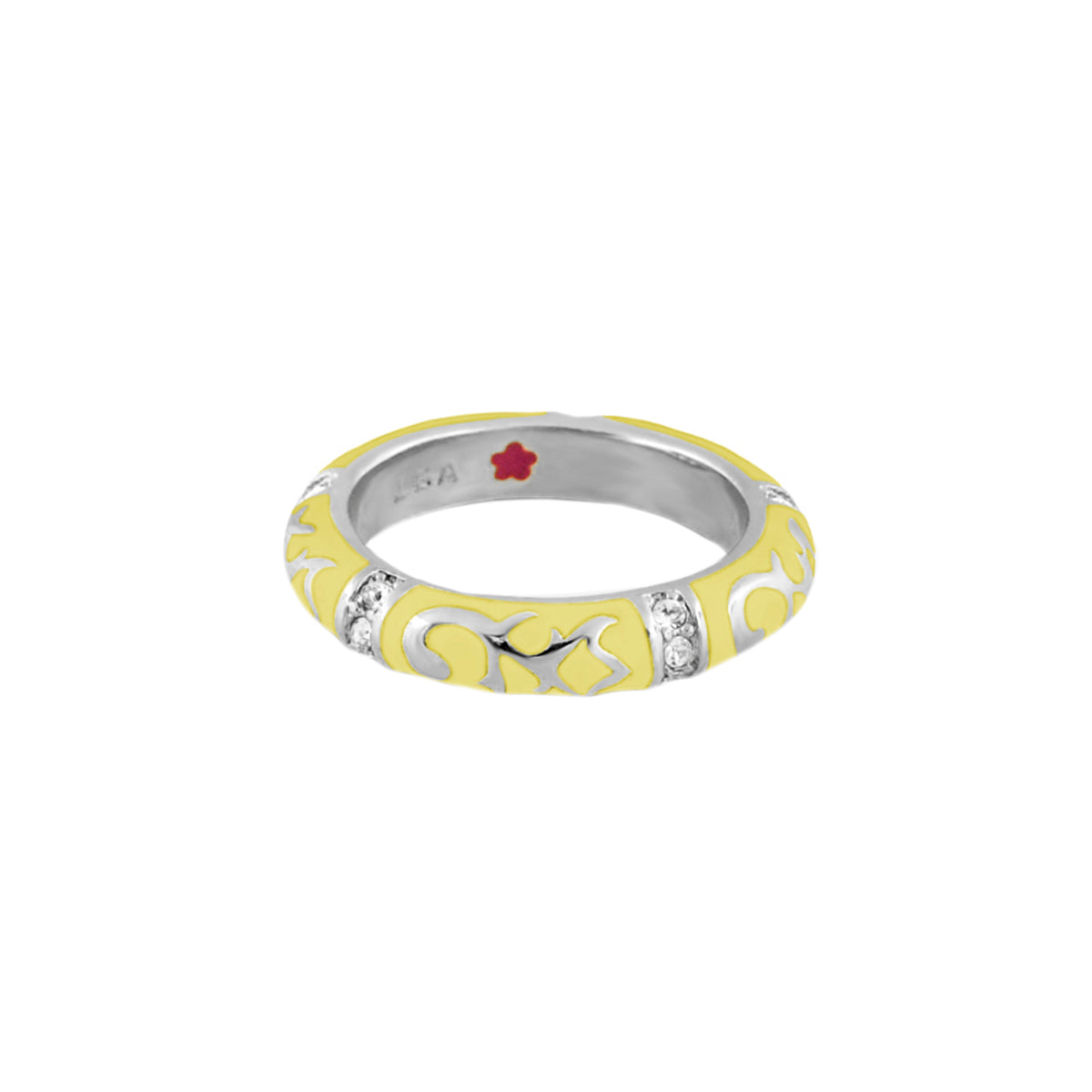 Stackable Fiesta Ring Scroll & Star in yellow enamel with silver band by Lauren G Adams on Tampa Home & Garden Store