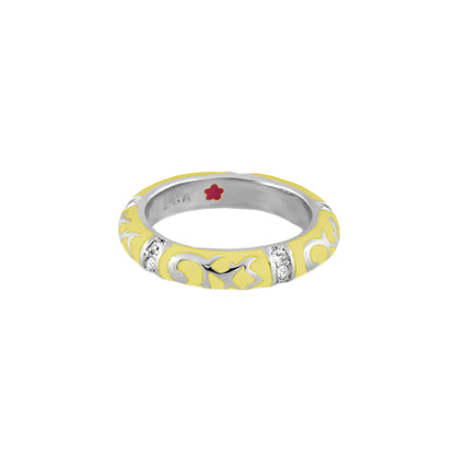 Stackable Fiesta Ring Scroll & Star in yellow enamel with silver band by Lauren G Adams on Tampa Home & Garden Store