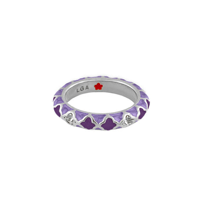 Stackable Fiesta Ring — Quatrefoil Inlay in purple enamel with clear stones, by Lauren G Adams on Tampa Home & Garden Store