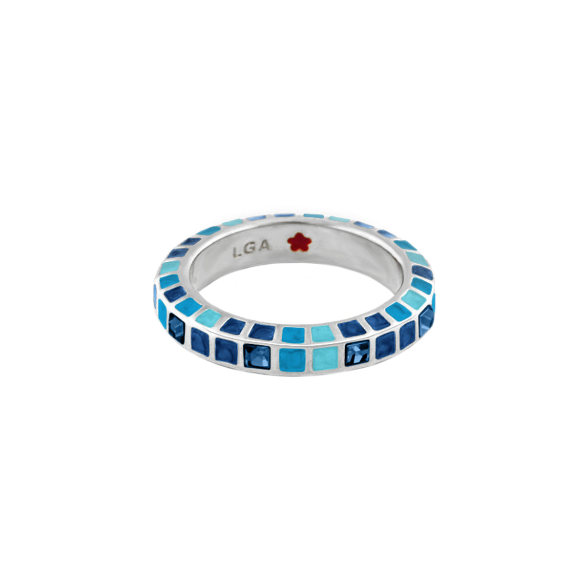 Stackable Fiesta Ring Crystal Checkerboard blue mosaic tiles by Lauren G Adams on Tampa Home & Garden Store
