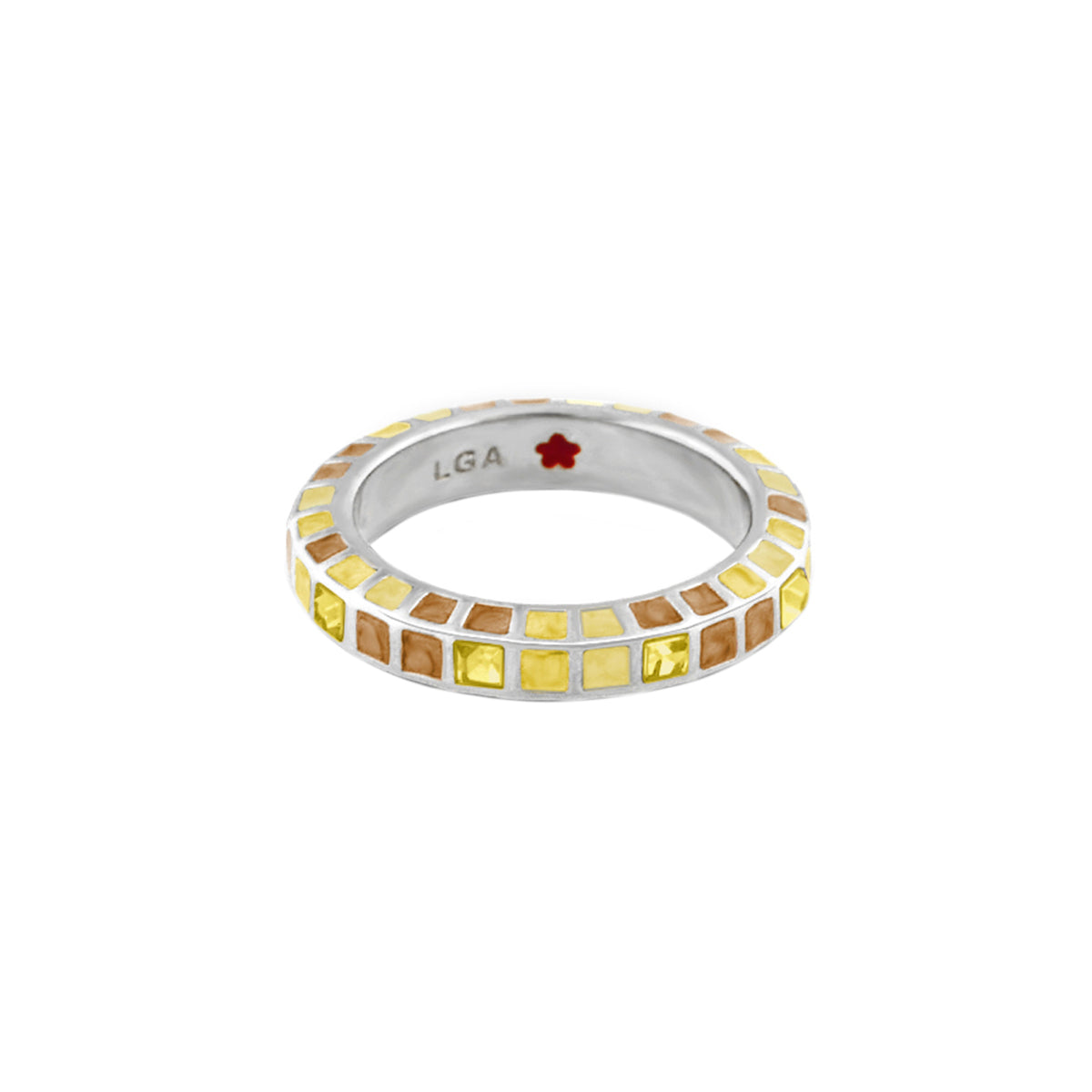 Stackable Fiesta Ring - Crystal Checkerboard, yellow/amber tiles, Lauren G Adams on Tampa Home & Garden Store