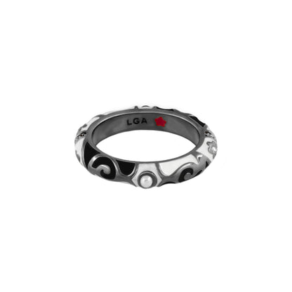 Stackable Ring - Pearl & Swirl, Lauren G Adams, silver-tone with black swirl enamel and pearls on Tampa Home & Garden Store