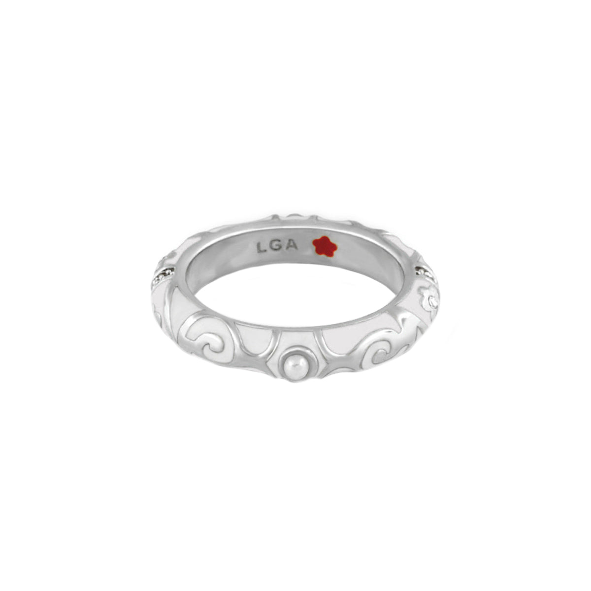 Stackable Fiesta Ring Pearl & Swirl by Lauren G Adams, sterling silver with swirl and pearl on Tampa Home & Garden Store