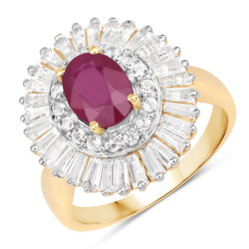 Ruby and white topaz halo ring in sterling silver with 3.75ct ruby centerpiece on Tampa Home & Garden Store