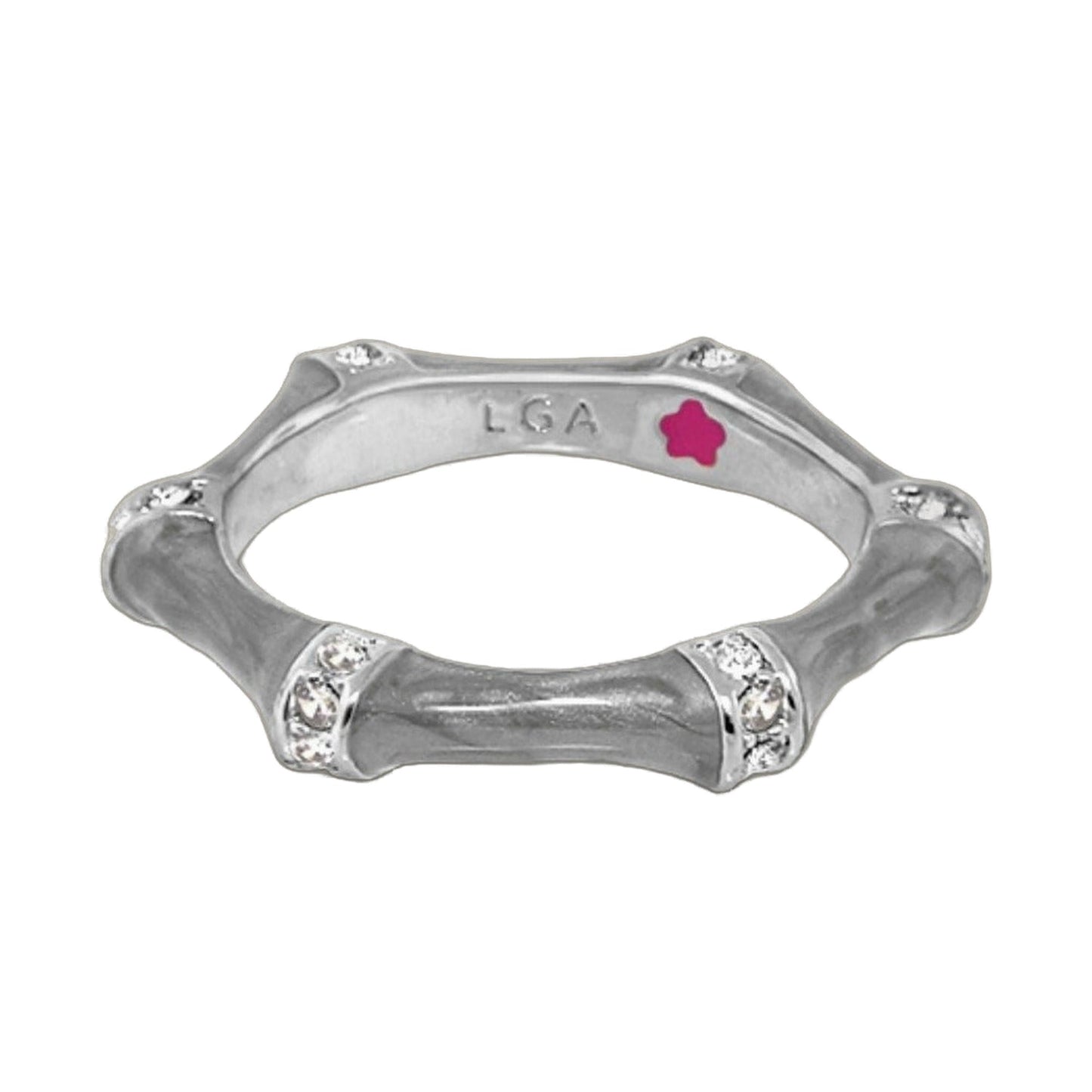Lauren G Adams Bamboo Stackable Ring silver-tone band with diamond accents on Tampa Home & Garden Store
