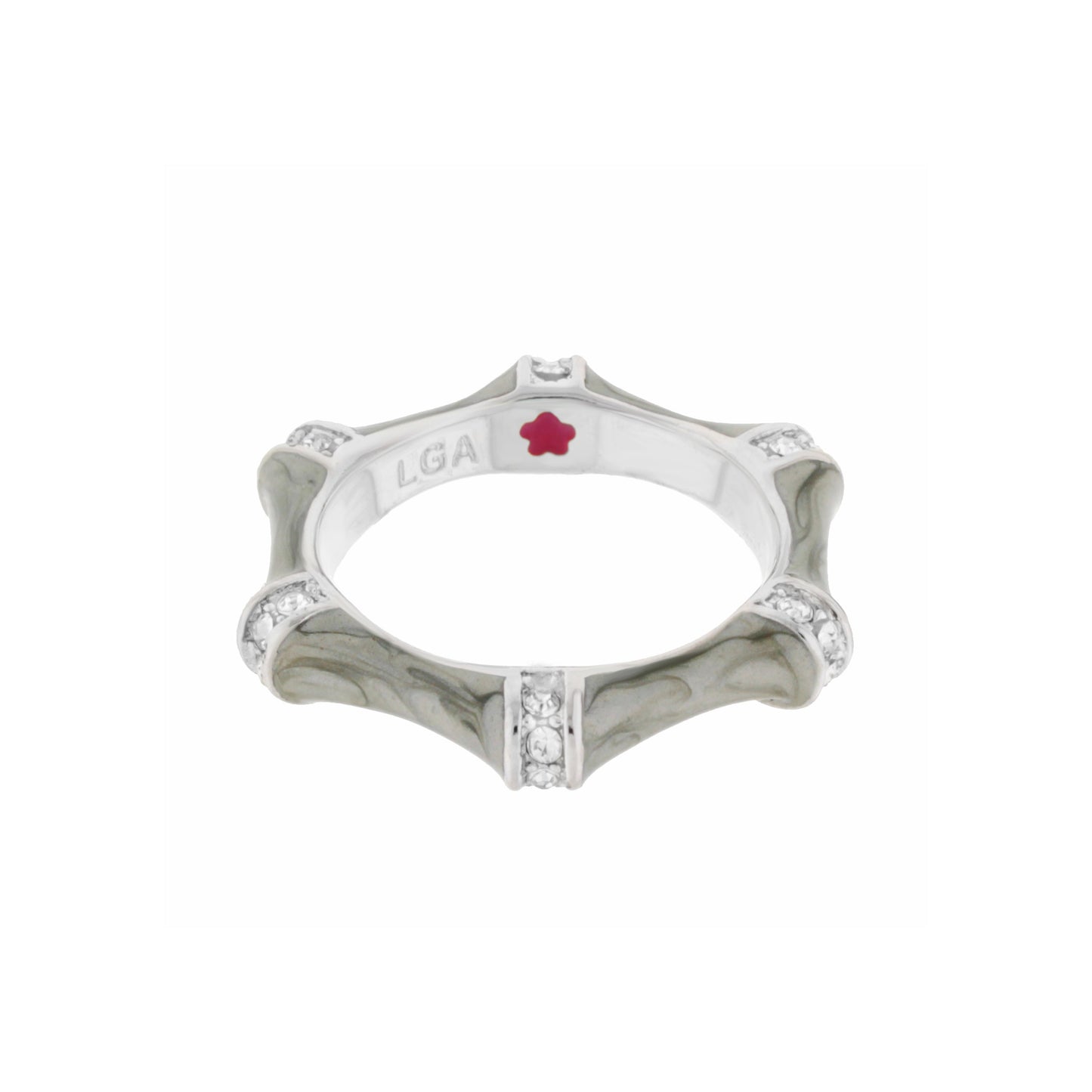 Bamboo Stackable Ring by Lauren G Adams, silver band with bamboo segments and crystals on Tampa Home & Garden Store