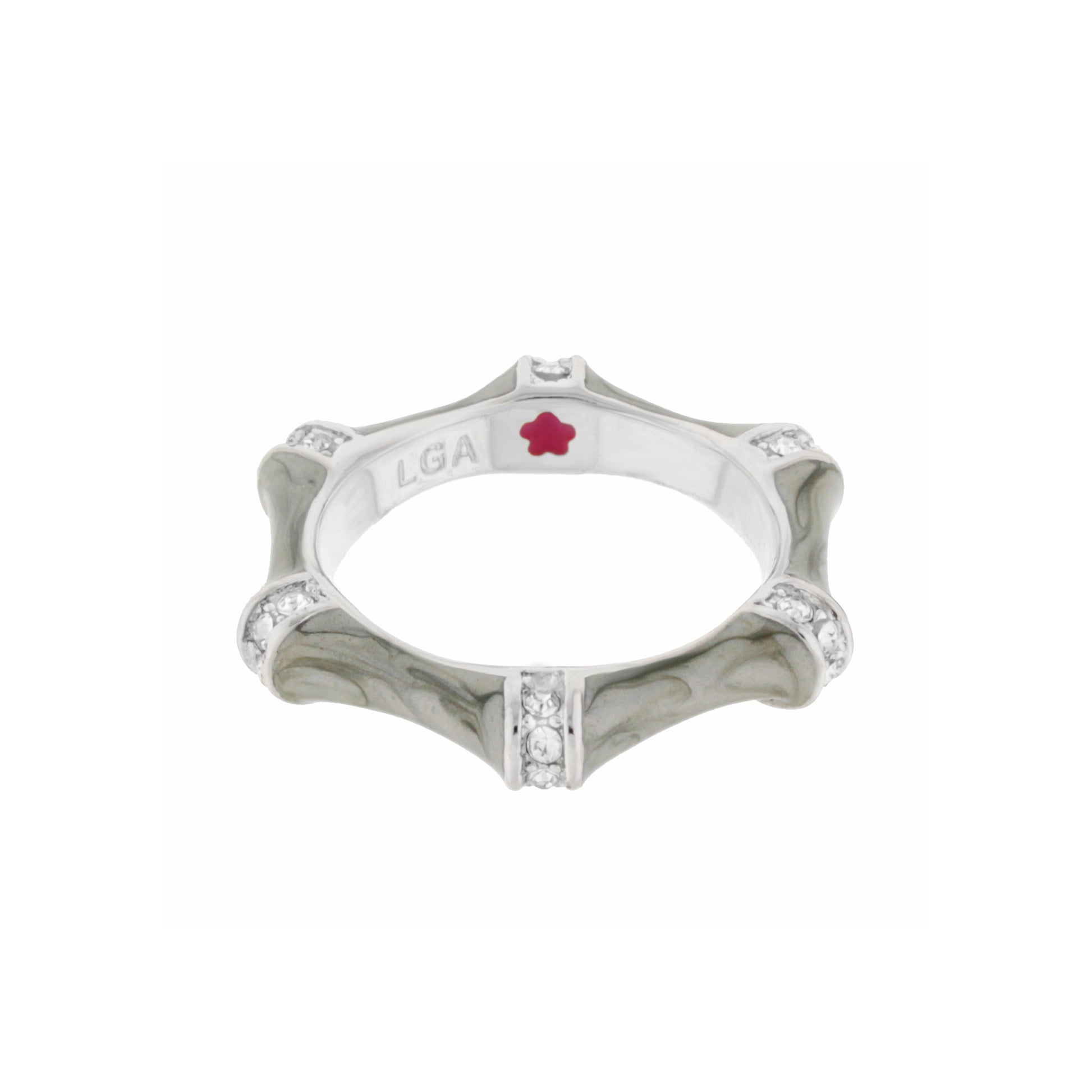 Bamboo Stackable Ring by Lauren G Adams, silver band with bamboo segments and crystals on Tampa Home & Garden Store