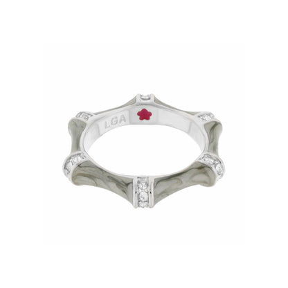 Bamboo Stackable Ring by Lauren G Adams, silver band with bamboo segments and crystals on Tampa Home & Garden Store