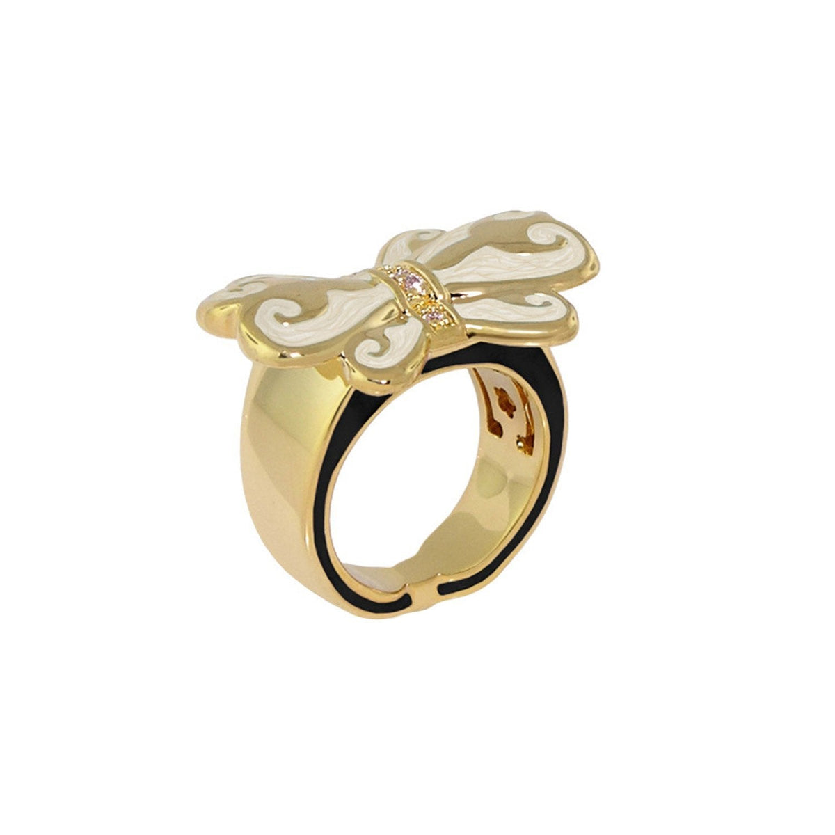 Lauren G Adams Bows and Hearts Ring gold-tone cocktail ring with bow motif and pink stones on Tampa Home & Garden Store