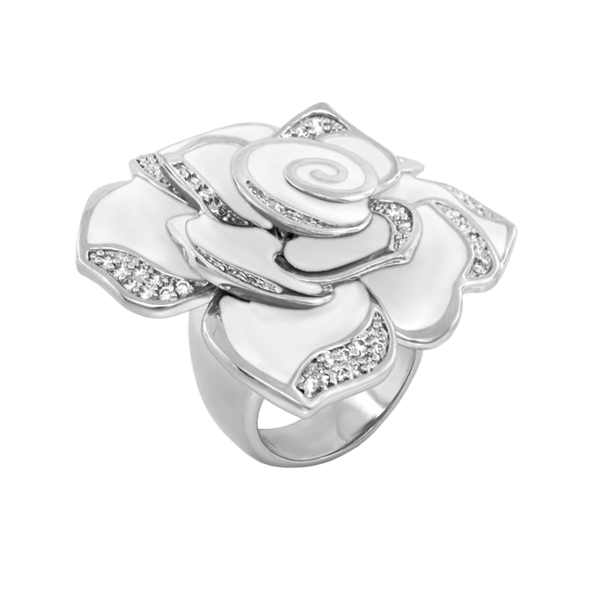 Rose Cocktail Ring, silver-tone ring with crystal petals by Lauren G Adams on Tampa Home & Garden Store