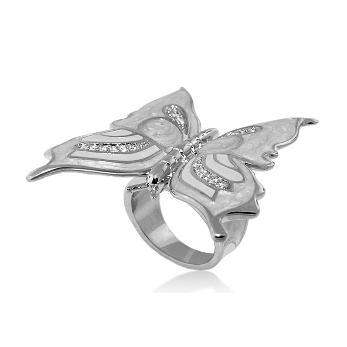 Butterfly World Red Ring by Lauren G Adams, butterfly-wing cocktail ring with pave diamonds on Tampa Home & Garden Store