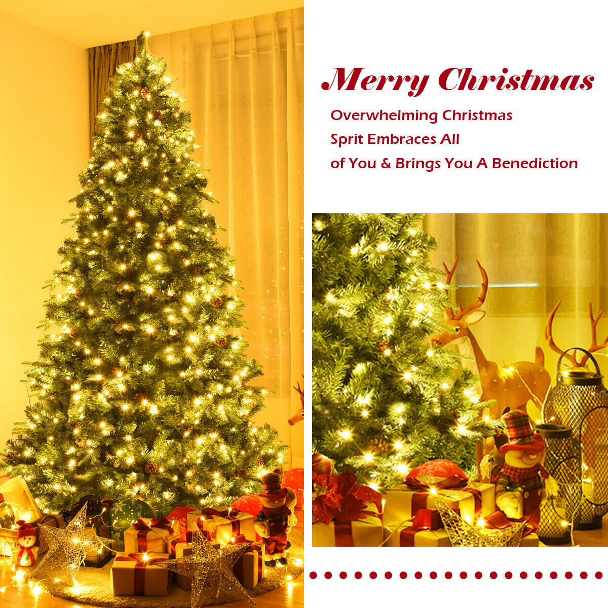 7.5 ft Artificial Christmas Tree DirectDeals with warm LED lights and pine cones on Tampa Home & Garden Store