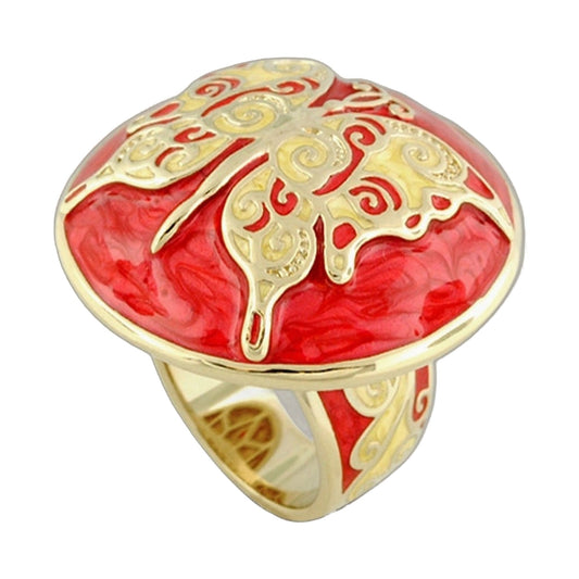 Butterfly Ring by Lauren G Adams, red enamel with gold filigree, statement ring on Tampa Home & Garden Store