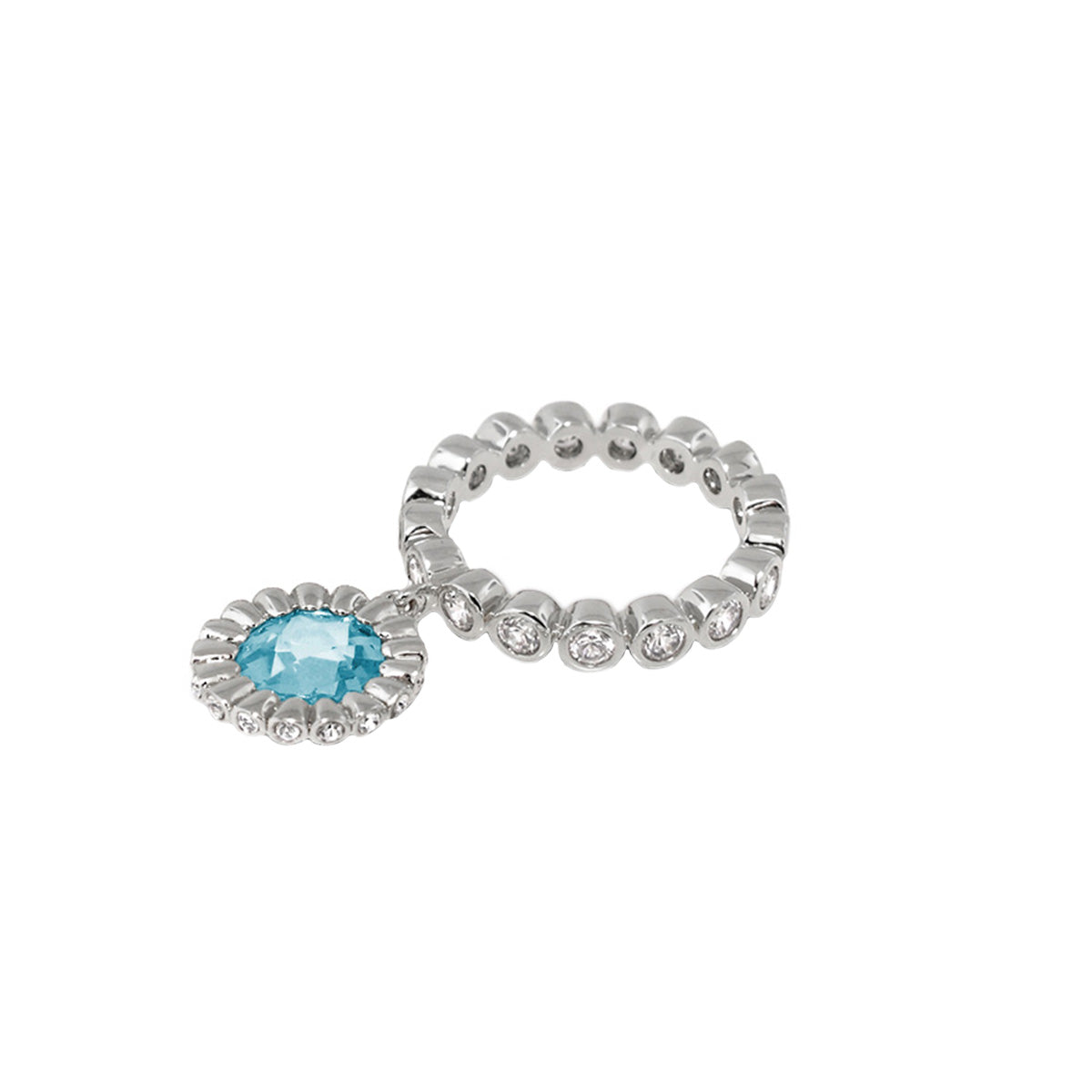 Classic Charm Ring with blue oval gemstone charm and pavé band by Lauren G Adams on Tampa Home & Garden Store